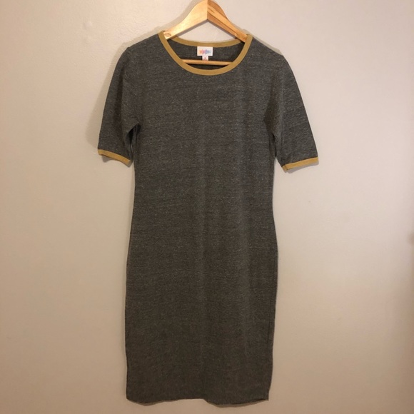 LuLaRoe Dresses & Skirts - Lularoe Gray and Mustard Yellow Soft Midi Dress